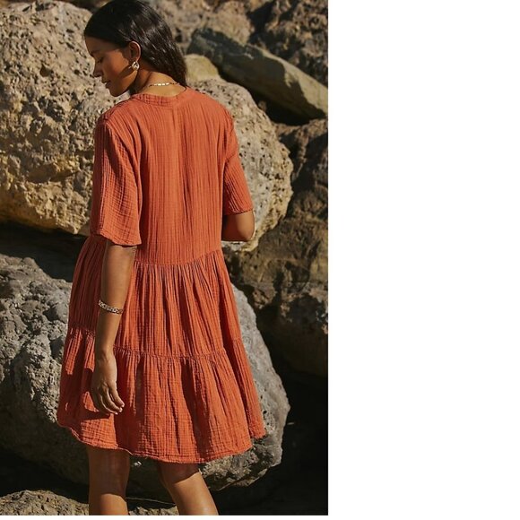 Anthropologie The Kallie Flowy Tunic Dress size M brown color new with tag nwt - Picture 2 of 7